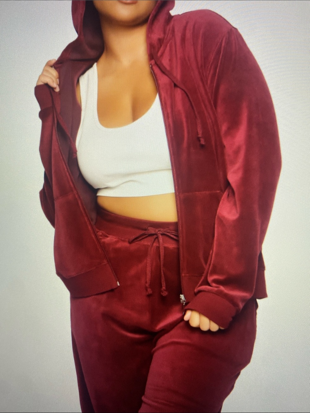 NWT Fashion Nova Women's Burgundy Velour Jogger Set